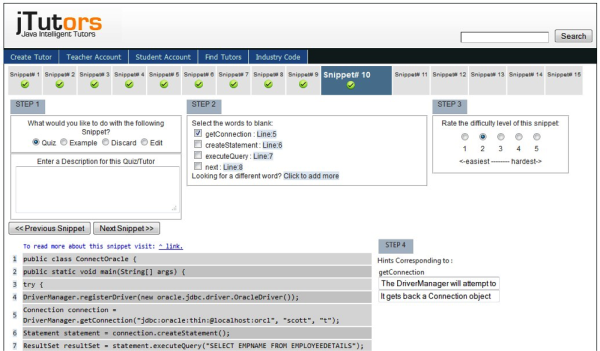 jTutors: Intelligent tutors for JAVA APIs